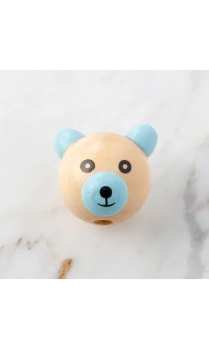 Loren 1 Adet Kulağı Mavi Ayıcık Figürlü Ahşap Bonc