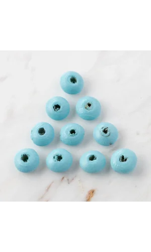 Loren 10 Adet Mavi Yassı Ahşap Boncuk