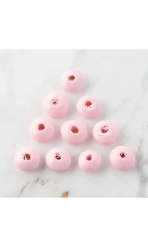 Loren 10 Adet Pembe Yassı Ahşap Boncuk
