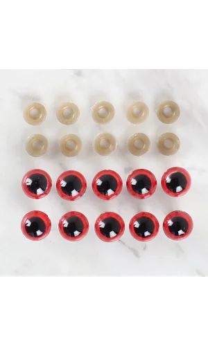 Loren 14 mm Kırmızı 5 Çift Amigurumi Göz