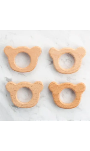 Loren 4 lü Ayı Diş Kaşıyıcı Ahşap Halka