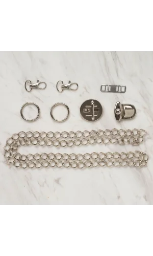 Loren Çanta Aksesuar Seti Gümüş