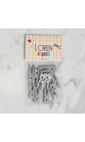 LOREN CRAFTS 10 LU GÜMÜŞ RENK MİNİ MANDAL