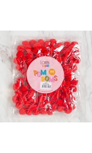 LOREN CRAFTS 2 CM 100 ADET KIRMIZI PONPON