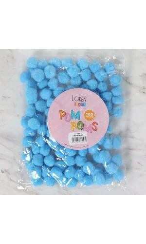 LOREN CRAFTS 2 CM 100 ADET MAVİ PONPON