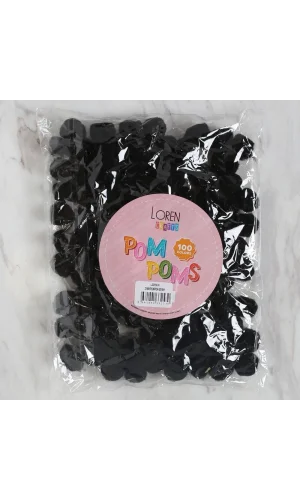 LOREN CRAFTS 2 CM 100 ADET SİYAH PONPON