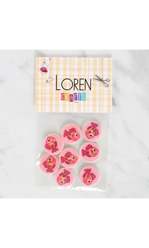 Loren Crafts 8li Balık Düğme - 1156