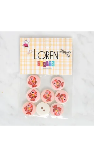 Loren Crafts 8li Balık Düğme - 1159