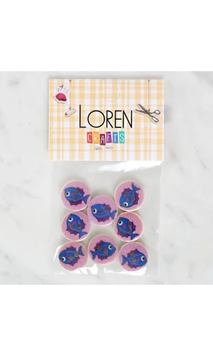 Loren Crafts 8li Balık Düğme - 1163