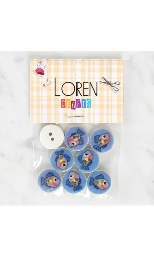 Loren Crafts 8li Balık Düğme - 1180