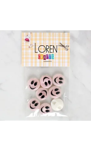 Loren Crafts 8li Gülen Yüz Düğme - 1015