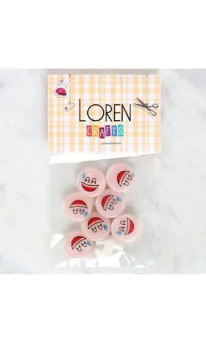 Loren Crafts 8li Gülen Yüz Düğme - 1017