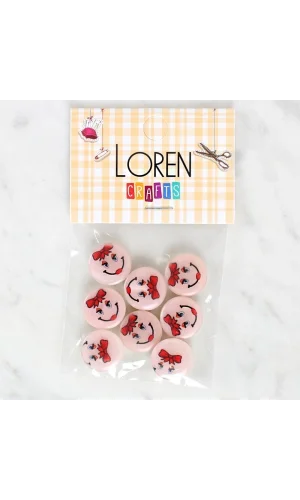 Loren Crafts 8li Gülen Yüz Düğme - 1019