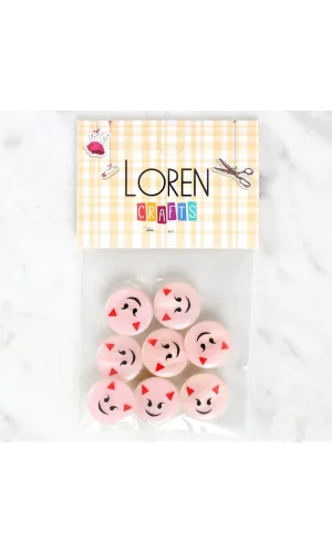 Loren Crafts 8li Gülen Yüz Düğme - 1023