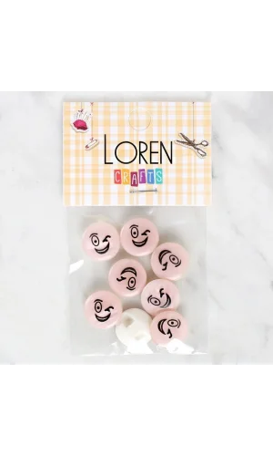 Loren Crafts 8li Gülen Yüz Düğme - 1024
