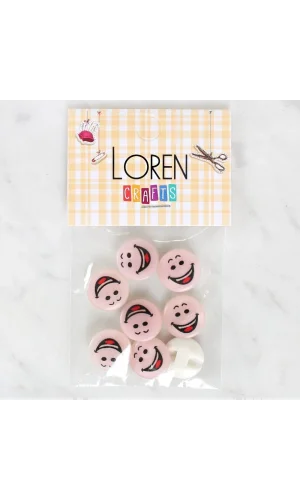 Loren Crafts 8li Gülen Yüz Düğme - 1025