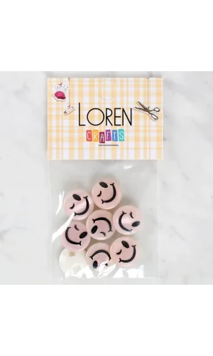 Loren Crafts 8li Gülen Yüz Düğme - 1026