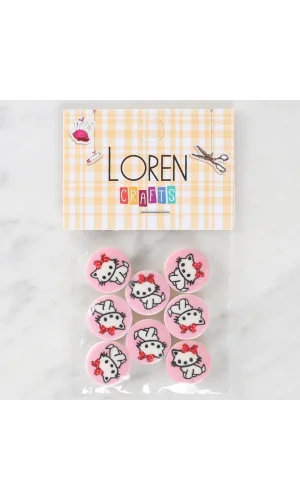 Loren Crafts 8li Kedi Düğme - 1027