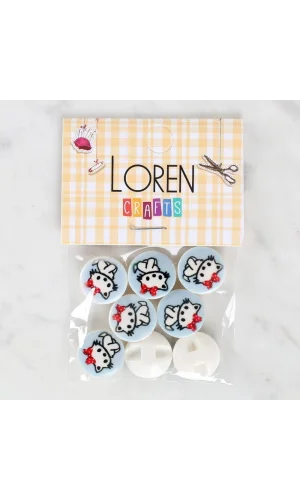 Loren Crafts 8li Kedi Düğme - 1066