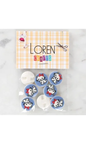 Loren Crafts 8li Kedi Düğme - 1068