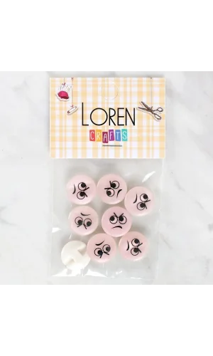 Loren Crafts 8li Kızgın Yüz Düğme - 1021