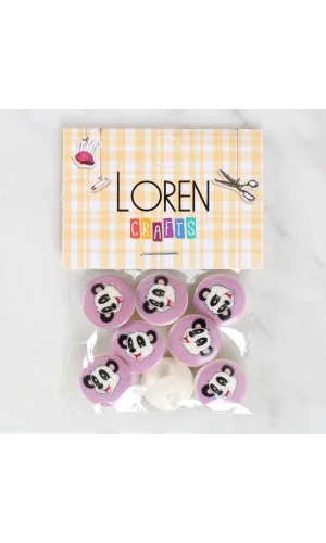 Loren Crafts 8li Panda Düğme - 1055