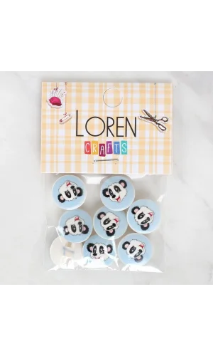 Loren Crafts 8li Panda Düğme - 1059