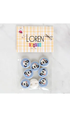 Loren Crafts 8li Panda Düğme - 1239