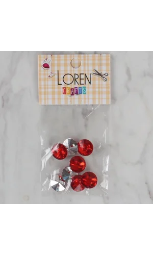 Loren Crafts kırmızı 8 li düğme - 204