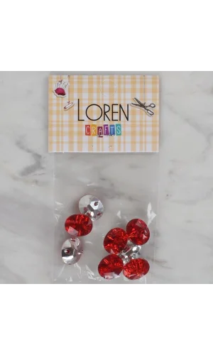 Loren Crafts kırmızı 8 li düğme - 240