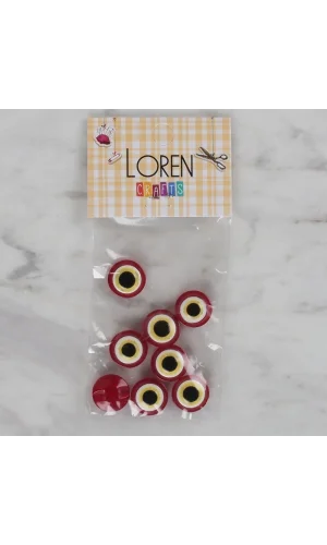 Loren Crafts kırmızı 8 li nazar boncuğu düğme - 16