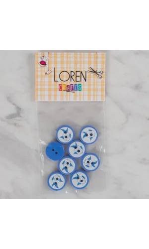 Loren Crafts koyu mavi 8 li balık düğme - 576