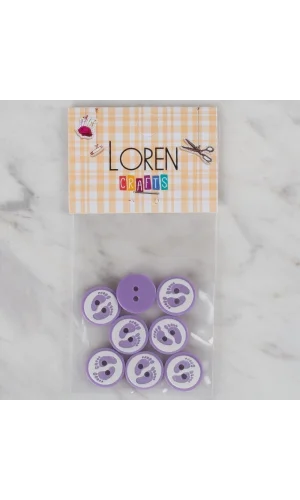 Loren Crafts lila 8 li ayak izi düğme - 437