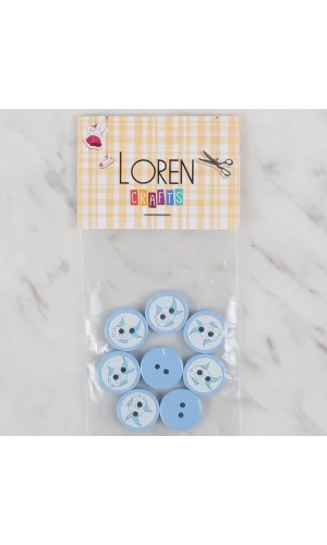 Loren Crafts mavi 8 li balık düğme - 575