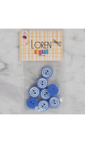 Loren Crafts mavi 8 li yuvarlak düğme - 452