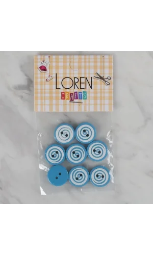 Loren Crafts mavi 8 li yuvarlak düğme - 453
