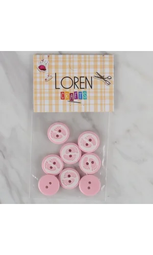 Loren Crafts pembe 8 li ayak izi düğme - 435