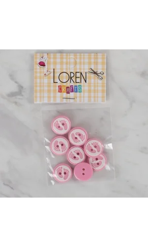 Loren Crafts pembe 8 li ayak izi düğme - 436