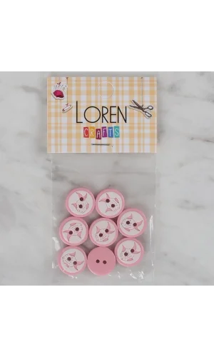 Loren Crafts pembe 8 li balık düğme - 570