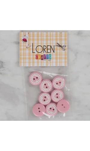 Loren Crafts pembe 8 li kalp düğme - 472