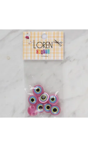 Loren Crafts pembe 8 li nazar boncuğu düğme - 168