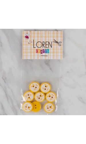 Loren Crafts sarı 8 li balık düğme - 579