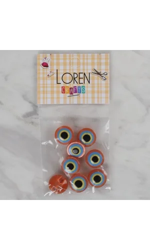 Loren Crafts turuncu 8 li nazar boncuğu düğme - 16