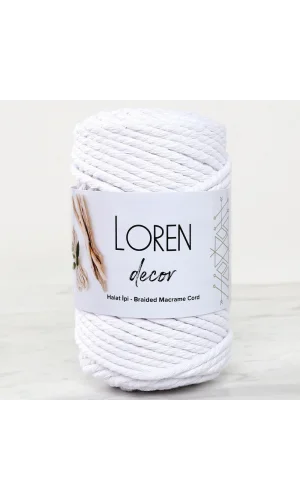 Loren Decor 3 Büküm Makrome İpi Beyaz - L001