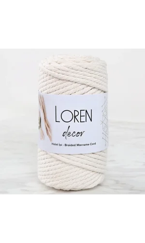 Loren Decor 3 Büküm Makrome İpi Krem- L002