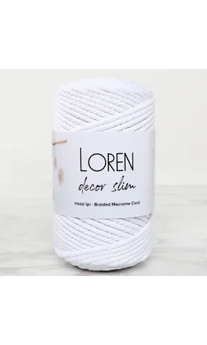 Loren Decor Slim 3 Büküm Makrome İpi Beyaz - L001