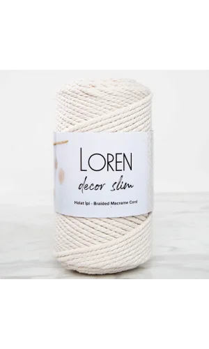 Loren Decor Slim 3 Büküm Makrome İpi Krem - L002