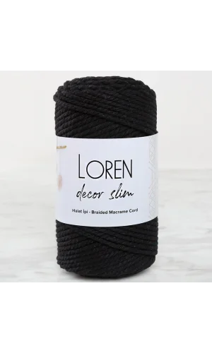 Loren Decor Slim 3 Büküm Makrome İpi Siyah - L006