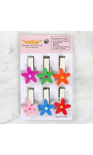 Loren Dekoratif Çiçek Desenli Mandal 6lı