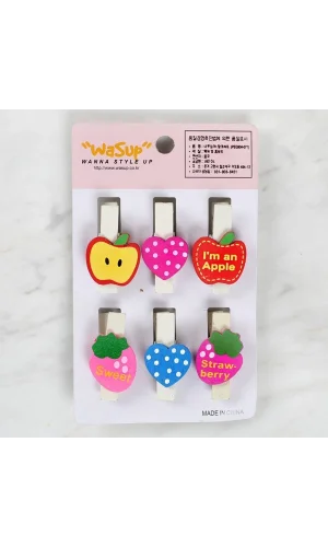 Loren Dekoratif Kalp Ve Meyve Desenli Mandal 6lı